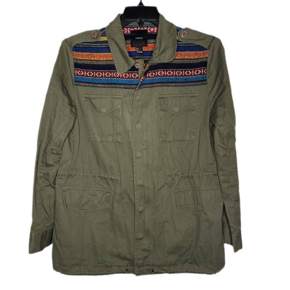 Forever 21 Green Military Jacket Size Large